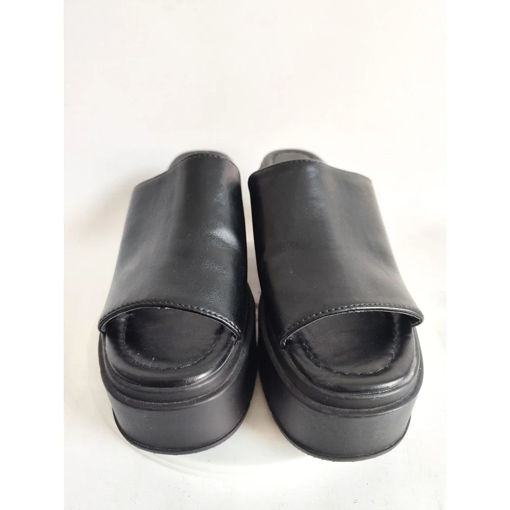 Madden Girl Slides Sandals 5.5 Platform Wedge Black Y2K Bratz Minimalist WIINDY